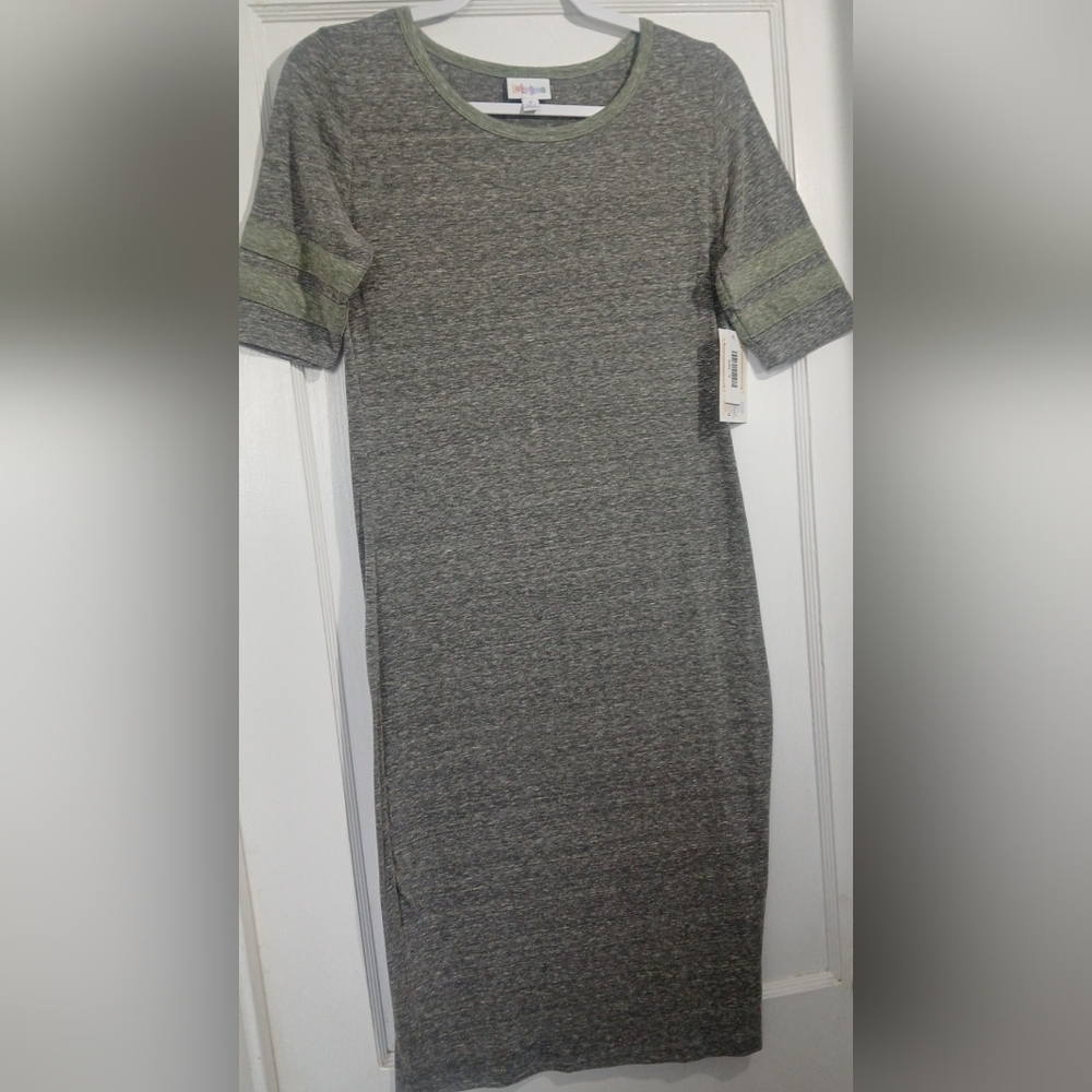 LuLaRoe Gray and Green Midi Dress NWT